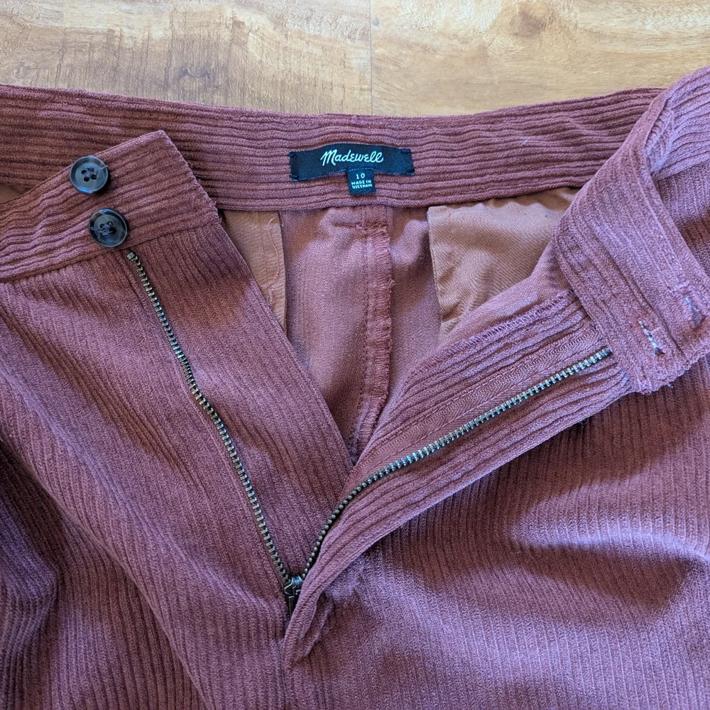 Madewell Corduroy High-Rise Tapered Pants Size 10 Dusty Redwood - Picture 7 of 15
